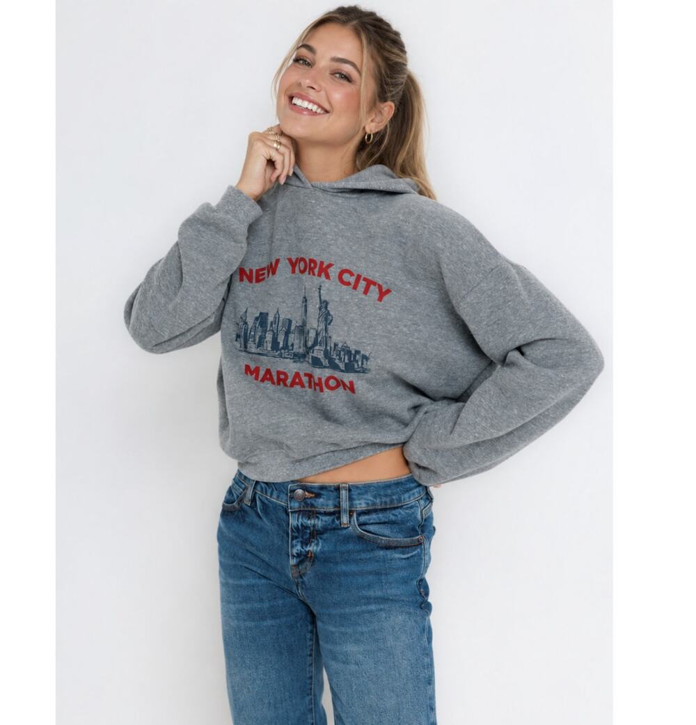 Sunny Somewhere Women’s M Gray New York City Marathon Graphic Hoodie NYC